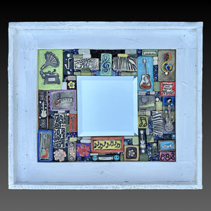 Clay mosaic artwork with music theme, unique gift idea for musician, instruments, brass, woodwind, guitar, piano, music teacher, music lover, animal print